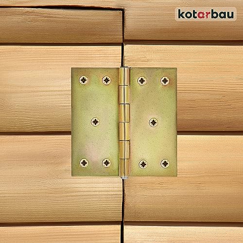 KOTARBAU® 10 Stück Türscharniere 100 mm x 100 mm Gerollt Gelb Verzinkt Kantige Scharniere Möbelband Türband Kistenband Schatullen Schrankscharniere