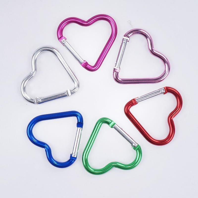 Pink Carabiner Clip, Heart Shaped Climbing Buckle, Aluminum Alloy Heavy Duty Keyring Hook for Camping Fishing Hiking Traveling Aluminum Key Chain Clip Accessories - Image 8