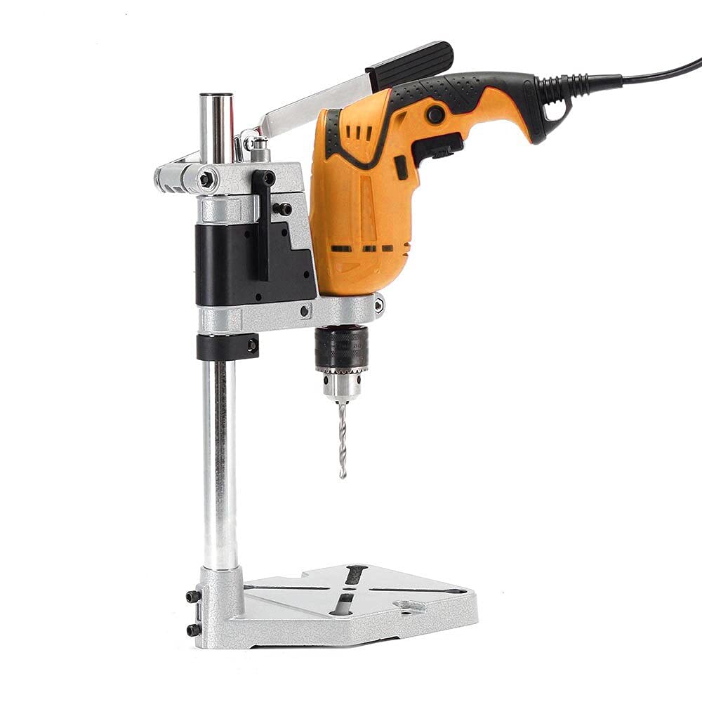 MLD VX-JG012 Drill Machine Stand for Hand Drill Bench Clamp Drill Press Floor Table Stand Workbench Repair Tool for Drilling Collet Workshop Single Hole Aluminum base (Matrial-Metal,Color-Multi)
