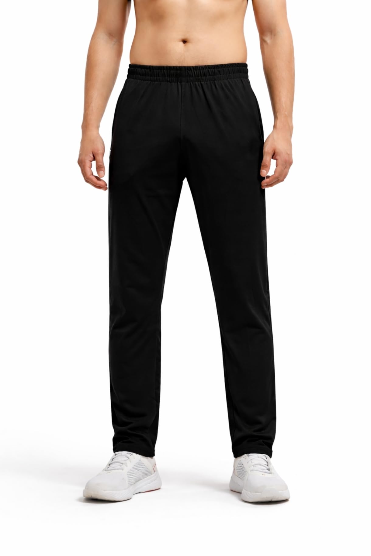Men's Athletic Trackpants, Black, Elastic Waist with Pockets-picture-43