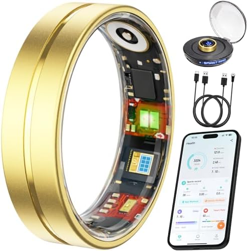 Smart Ring Health & Fitness Tracker for Men and Women, Sleep and Activity Tracking, HRV and Stress, Heart Rate and SPO₂, Women Health Support, 120+ Sports Modes (Matte Gold, 9)