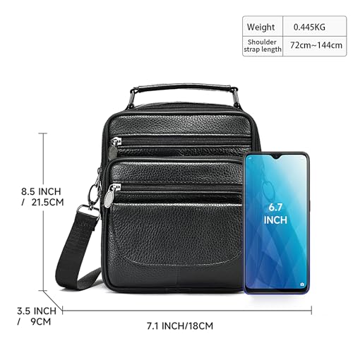 Celle phone Shoulder Bag for Men Leather, Smartphone Messenger Pouch Universal, Crossbody Mobile Phone Holster Leather Waterproof Satchel Sling Bags Handbag Cross Body Wallet Side Bag Daypack Backpack2