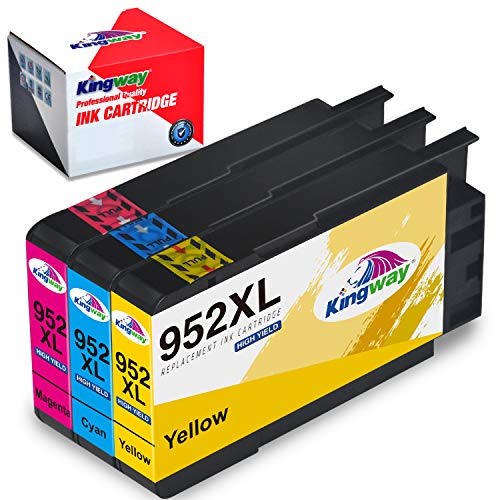 Kingway Remanufactured 952XL Ink Cartridges Replacement for HP 952 Ink Cartridges Combo Pack Work with OfficeJet Pro 8710 8715 8720 8740 8702 8725 8210 8216 Printer(Cyan/Megenta/Yellow)