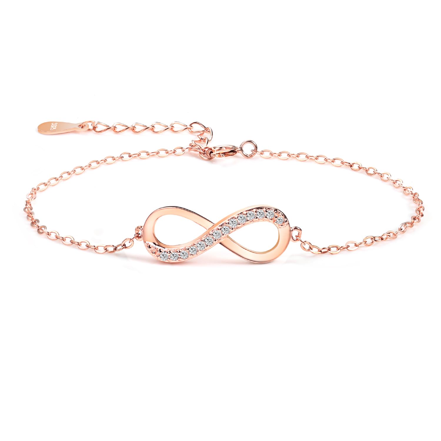 Bracciale Donna Angelady In Oro Rosa - Regolabile, Con Zirconia Cubica, Regalo Elegante
