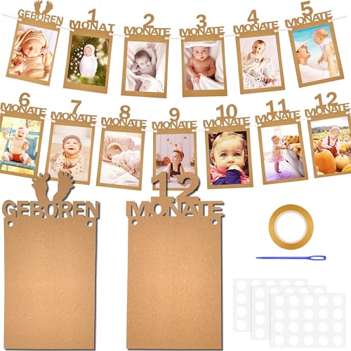 LLMtn Baby Ersten Geburtstag Foto Banner Girlande für Geboren bis 12...