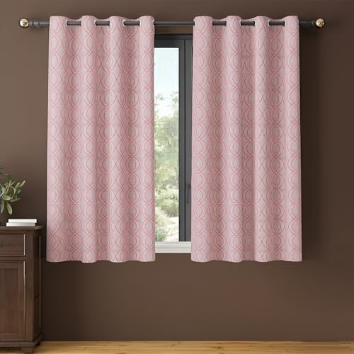 Image of Yellow Weaves 1 Pc Jacquard Oval Eyelet Window Curtain - Perfect for Home, Office, Bedroom, Living Room & Balcony - 5 Feet (Dusty Pink)