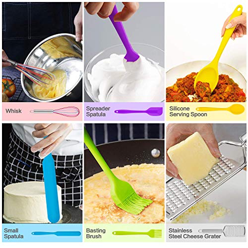 Mixing Bowls With Airtight Lids, 12PCS Stainless Steel Nesting Mixing Bowl Set - 1.5/ 2 /2.5 /3.5 /4 / 7 Quart With Non-Slip Silicone Base for Mixing & Serving & Food Storage