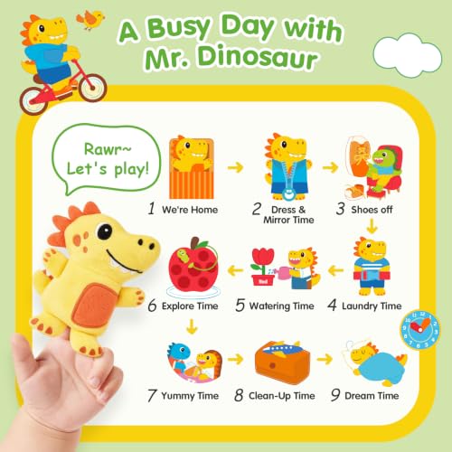Image of hahaland Busy Book for Toddlers 1-3 - Dinosaur Soft Fabric Activity Books | hahaland Busy Book for Toddlers - Dinosaur Soft Fabric Activity Books