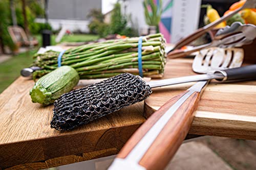 Bbq Dragon Chainmail Grill Brush And Scraper - Stainless Steel Grill Cleaning Brush - Heavy Duty And Bristle Free Grill Cleaner, Grill Scraper - Safe For Porcelain - Perfect Grill Accessories Gift #TOP6