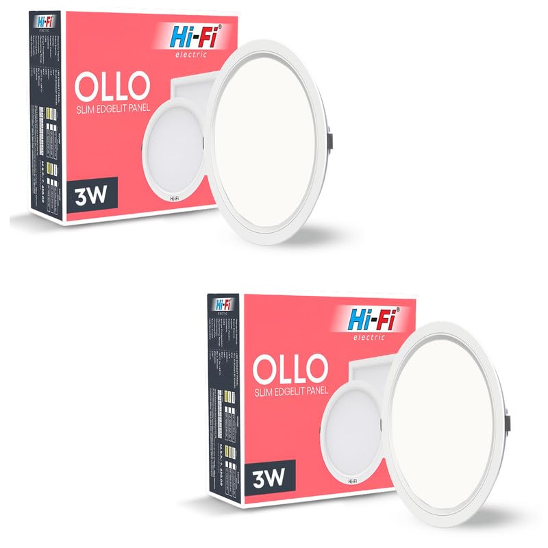 Image of Hi-Fi OLLO Polycarbonate 3-Watt Round Led Downlighter| Recessed Led Downlight|Led Ceiling Light for Home and Hall|Cut Out: 68 mm, Color: Natural White (4000K) Pack of 2
