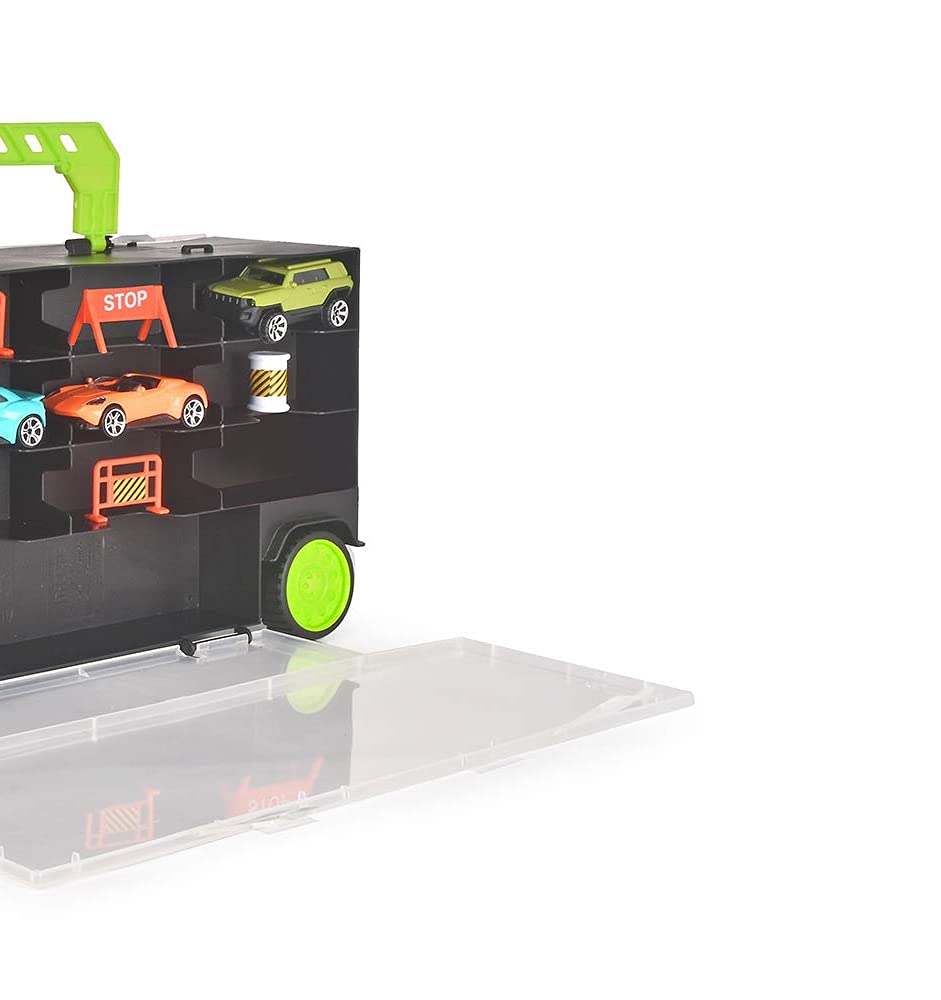 Camion Transporteur Dickie – Rangement Pour 28 Voitures – Avec 4 Voitures Die-cast, Rampe, Accessoires – Dès 3 Ans – Emballage Zéro Déchet