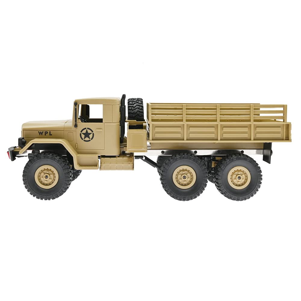 RC Truck RTR 6WD Militär LKW WPL B-16 1:162.4GHz Off-Road Crawler Car Buggy Lastwagen Ferngesteuertes Militärfahrzeug (Khaki)