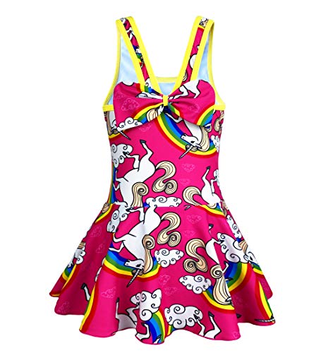 Girls One Piece Rainbow Unicorn Swimsuit Stars Print Swimwear Bathing Suit2