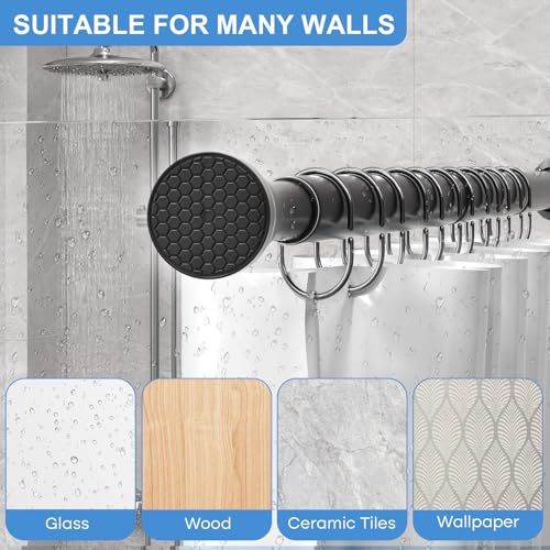 Image of Tension Curtain Rod 45-77 Inch 2Pack Black Shower Tension Rod Adjustable Curtain Rods No Drilling Shower Curtain Rods for Bathroom,Doorway,Closets,Windows