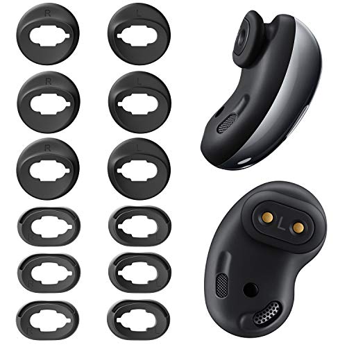 TEEMADE 6 Pairs Silicone Ear Tips Replacement Galaxy Buds Live 2020 Earbuds Accessories (Mystic Black)