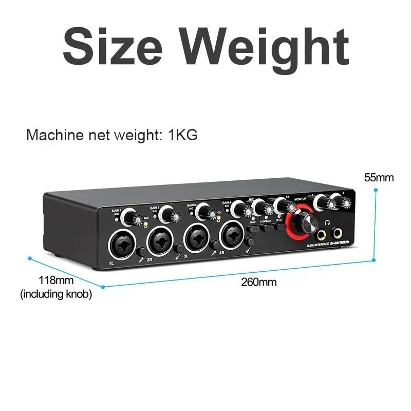 DJ-Controller, 4-Kanal-Aufnahme-Soundkarte mit treiberfreier Schnittstelle, USB-Soundkarte