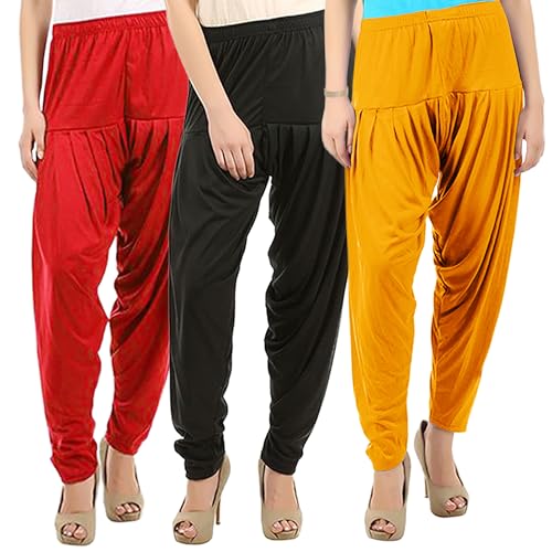 Image of Buy That Trendz Patiala Pants for Women 3 Combo Womens Viscose Relaxed Pants Pack of 3
