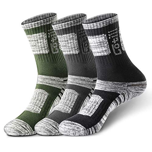 Cotill 3 Pairs Hiking Walking Trekking Socks for Men and Women, Light Breathable Wicking Performance Cushion Anti Blister Casual Crew Athletic Socks for Outdoor (S/M (UK Men 6-9 / UK Women 3.5-7.5))