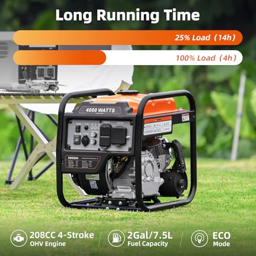 Power Equipment 4000 Watts Inverter Generator Gas Powered, Portable Open Frame Generator, Low Noise with ECO Mode and Inverter Technology, RV Ready, Emergency Home Backup - Image 6