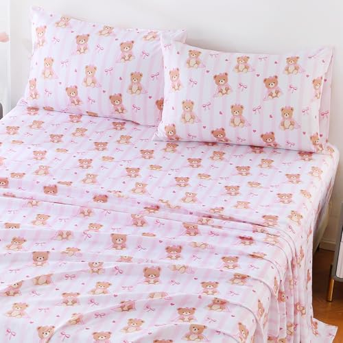 Image of ChicView Twin Sheet Set Kids,3 Pieces Breathable Soft Microfiber Bedsheets for Child Boys Girls, Anti Pilling Deep Pockets Easy Care Bed Sheets, Teddy