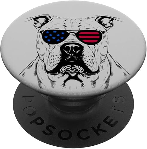 Dogo Argentino Dog 4th July America USA Flag PopSockets Swappable PopGrip