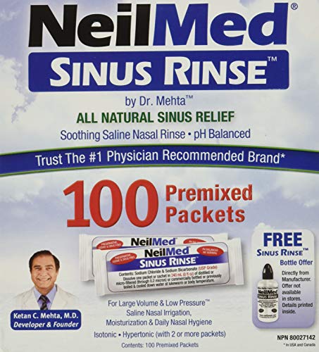 NeilMed Sinus Rinse All Natural Relief Premixed Refill Packets 100 Each