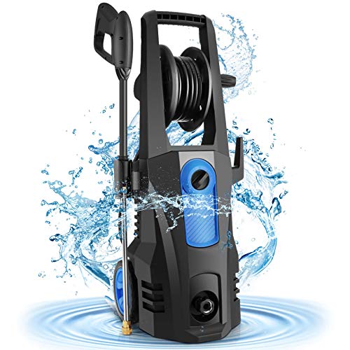Power Washer, TEANDE Pressure Washer 3500PSI Electric High Pressure Washer 1800W Professional Car Washer Cleaner Machine with Hose Reel,4 Nozzles for Patio Garden Yard Vehicle (Blue)