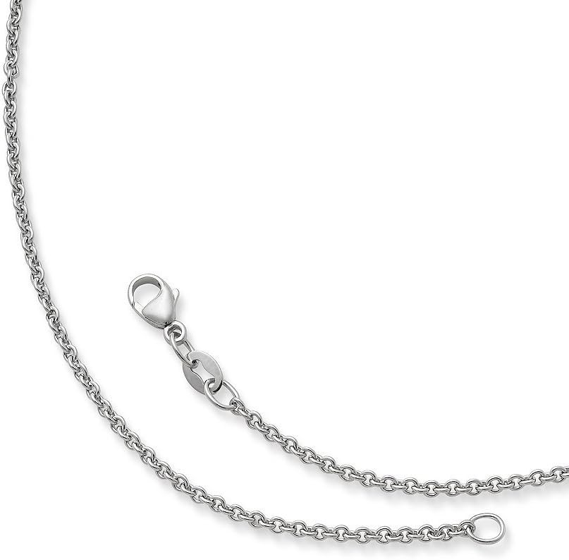 14 Karat Solid White Gold Rolo Cable Chain Necklace 1.5mm (Length: 16"-24")