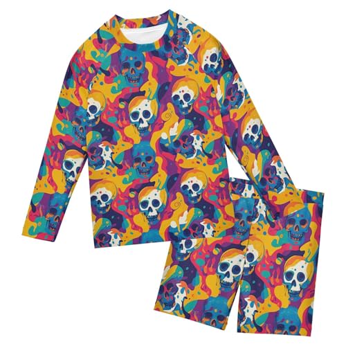 Skull Toddlers and Baby Boys' Swimsuit Trunk and Rashguard Set B0404362
