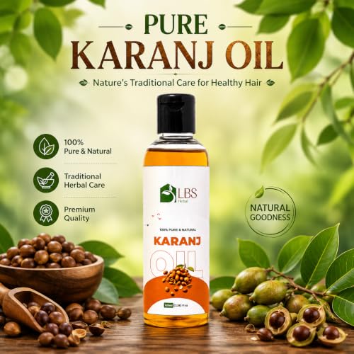 Image of Pure Karanj Oil 100% Extra Virgin Cold Pressed | Natural Carrier Oil for Hair, Scalp & Skin Care | Deep Moisturizing Hair Oil for Dry Scalp & Healthy Looking Hair | 100ml (Pack of 1)