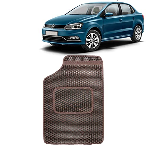 Image of Kingsway Dotted Design Car Floor Foot Mats Universal Fit for Volkswagen Ameo, Model Year : 2016 Onwards, Water and Dustproof, Color Brown, Set of 5 Pieces