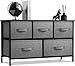 Sorbus Dresser with Drawers - Furniture Storage Chest Tower Unit for Bedroom, Hallway, Closet, Office Organization - Steel Frame, Wood Top, Easy Pull Fabric Bins (5 Drawer, Long, Black/Charcoal)