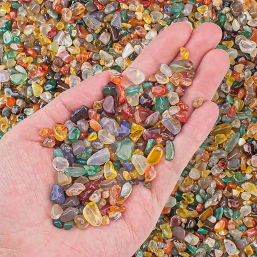 EZEELAI 0.5 Lb/230g Colorful Agate Aquarium Fish Tank Gravel Rocks, Crushed Stone Crystal Chips Bulk Natural Gemstones Pebbles Irregular for Aquarium, Vase Fillers, Succulent Plants Decor