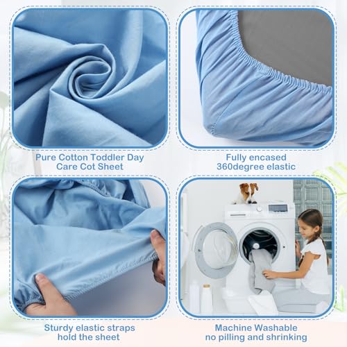 Image of VitalCozy 20 Pack Baby Crib Sheets for Boys and Girls, Fitted Cotton Daycare Crib Sheets, Breathable Microfiber Toddler Bed Mat Sheet for Standard Mattress Daycare Nap Mat, 24 x 48 Inch(Blue)