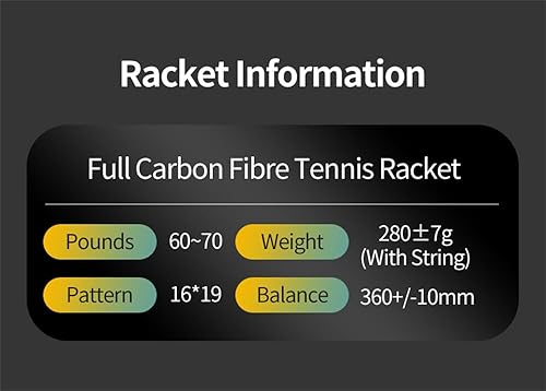 Miniatura 3 de Raquetas de tenis de carbono de un solo juego con línea, para principiantes, raqueta de tenis elástica para principiantes, profesionales para