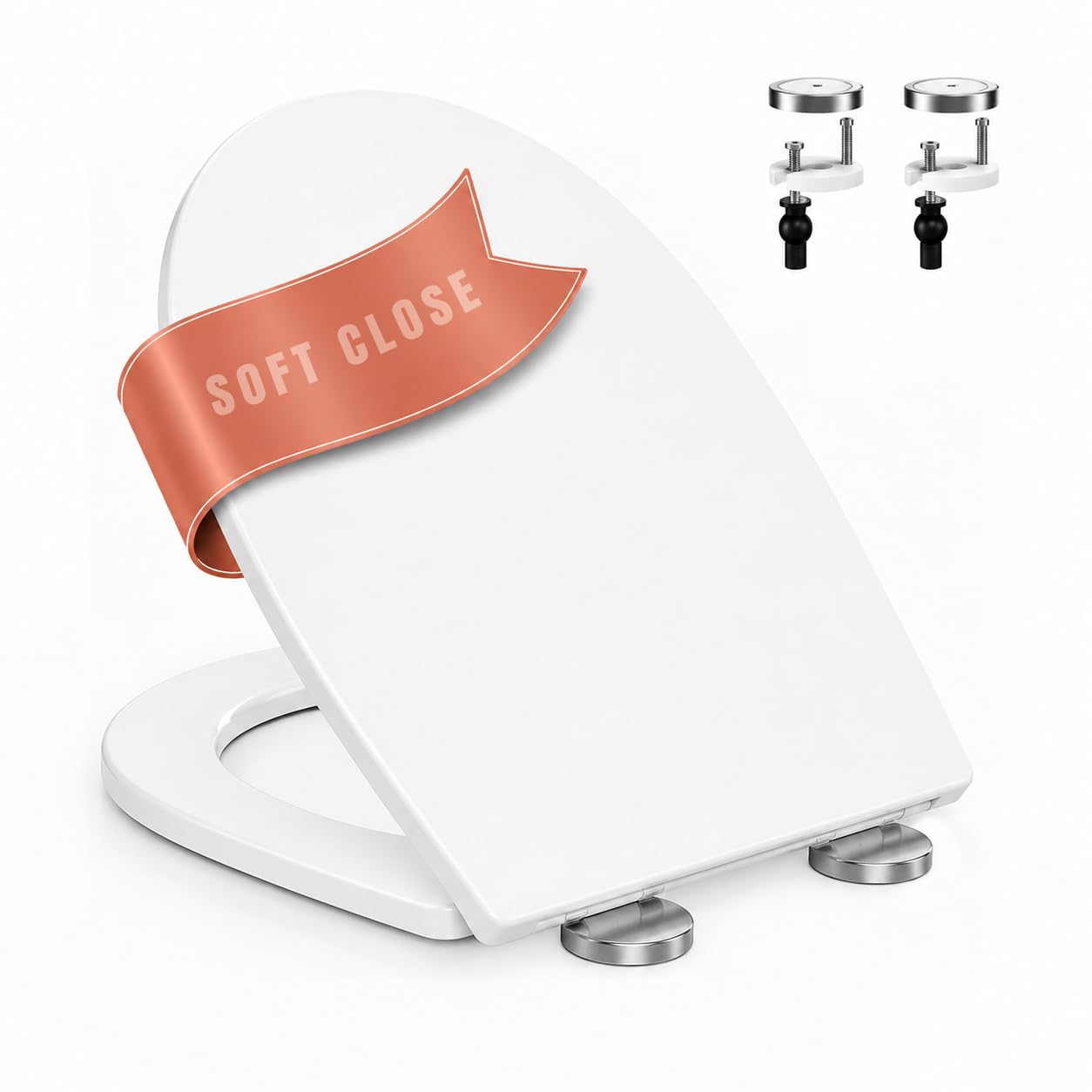 Marco Paul Interiors White Soft Close Toilet Seat Marco Paul For Oval Toilets Universal Replacement Wc Seat With Quick Release Push Button Easy Clean Adjustable Chrome Hinges Anti Slam Slow Close Lid & Seat Easy Install