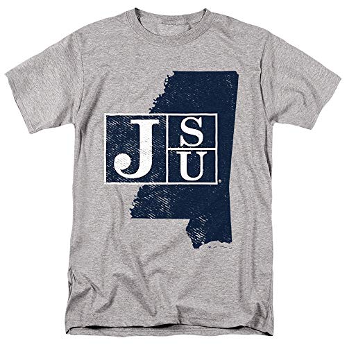 Jackson State University Official State Shape Unisex Adult T-Shirt, Athletic Heather, Medium