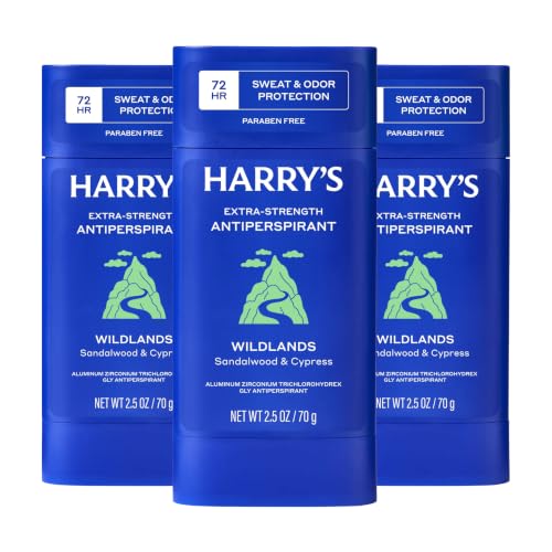 Harrys Extra-Strength Antiperspirant Deodorant Sweat & Odor Control Antiperspirant for Men Wildlands 2.5 oz Pack of 3
