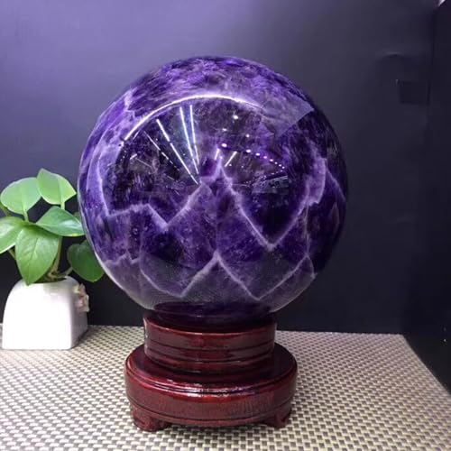 Boule d'améthyste naturelle de 11cm avec son support en bois