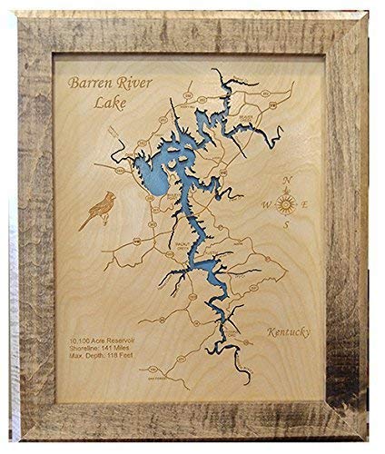Barren River Lake Map Amazon.com: Barren River Lake, Kentucky: Framed Wood Map Wall Hanging :  Handmade Products