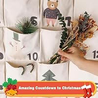 Adventskalender zum Befüllen, 24 Stoffbeutel Countdown Weihnachtskalender zum Aufhängen, Selber Befüllen Weihnachtsdeko mit Haken, Wiederverwendbar Kalender für Kinder (118 x 70cm) – Ansicht 4