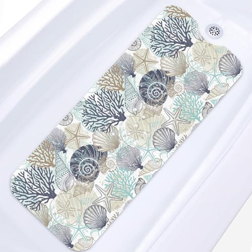 Britown Bath Mat for Tub, Cute Seashells, 40 X 16 Inch, for Bathtub