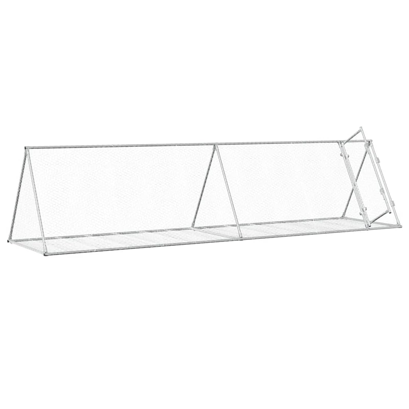 Homgoday Jaula para conejos plateada 400 x 105 x 91 cm de acero galvanizado, decoración de muebles, muebles de interior/exterior para salón, oficina