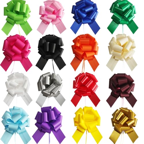 16 Pcs Pull Bows for Gift Wrapping 6 Inch Gift Bows for Presents Birthday Anniversary Party Christmas Wreath Holiday Celebration Gift Decoration (16Pcs Mixed Color)
