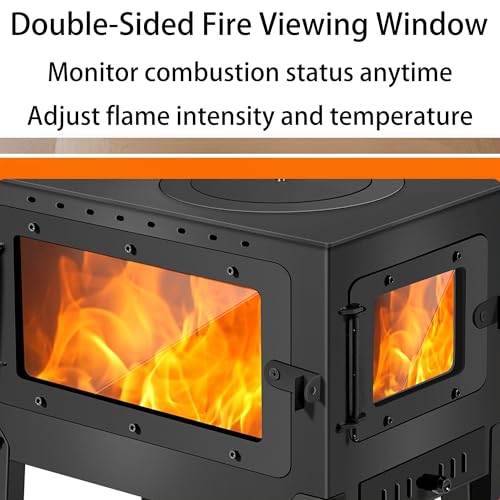 FENGXCXY Wood-Burning Stove Dual Windows Close-up
