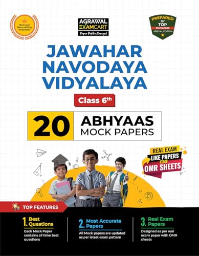 Image of Examcart Jawahar Navodaya Vidyalaya (JNV) Class 6 Entrance Exam 2027 | 20 Abhyaas Mock Test Papers with OMR Sheets | Syllabus & Exam Pattern Practice Sets (English Medium)