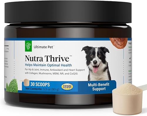 Ultimate Pet Nutrition Nutra Thrive Canine, suplemento nutricional en polvo 40 en 1 para perros con digestión y apoyo inmunológico, vitaminas,