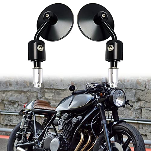 Round 7/8" Handle Bar End Motorcycle Side Mirrors Compatible With Street Bike Cafe Racer Sports Bikes Chopper, Cruiser Sport Fz8 Fz-07 09 #TOP3