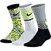 Nike Big Boys' Performance Cotton Cushioned Crew Socks 3 Pack (Medium, Grey/Black/Cyber)