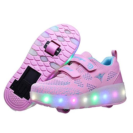 Zapatillas deportivas unisex con ruedas extraíbles, luces LED, cargador USB, doble rueda, color, talla 30 EU